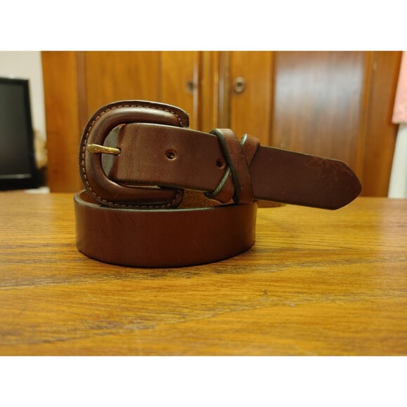 VTG EDDIE BAUER Women's Belt Brown S/M fits 25-29" Leather Covered Buckle USA - Picture 7 of 7